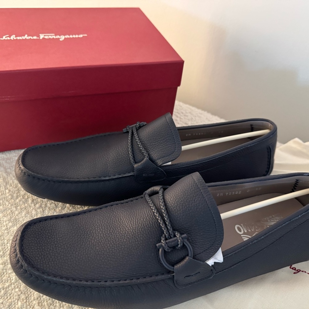 Salvatore Ferragamo Front 4 Loafers - Bluemarine Calf Leather | Size 13 D